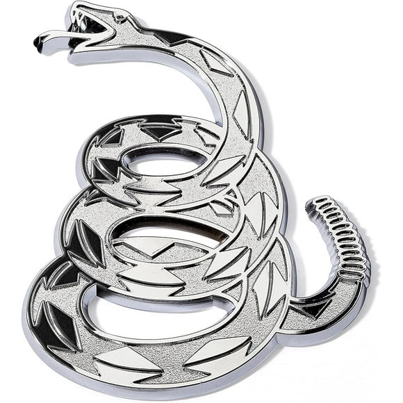 Revolution Car Badges Don't Tread on Me Rattlesnake Emblem Vehicle ABS Sticker/Decals, Chrome