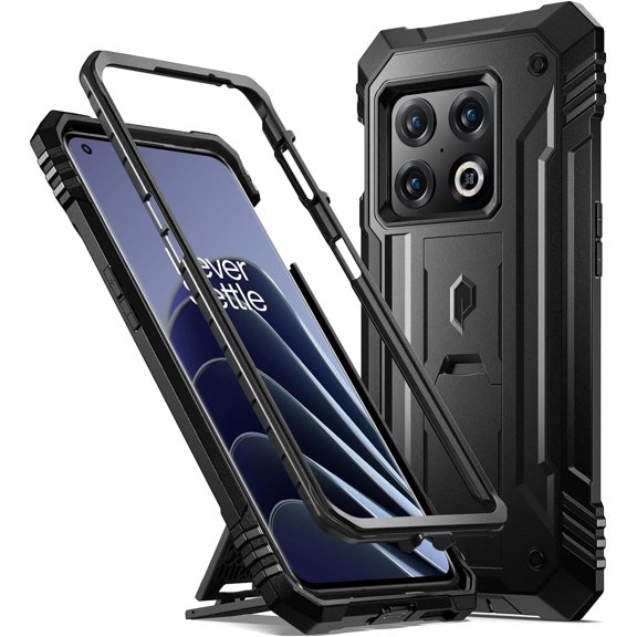 Revolution Case for OnePlus 10 Pro 5G, [20FT Mil-Grade Drop Tested], Full-Body Rugged Dual-Layer Shockproof Protective Cover with Kickstand, Black