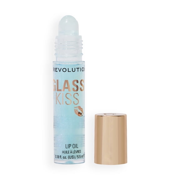 Revolution Glass Kiss Roller Ball Lip Oil, Shimmer Finish, Non-Stick, Mermaid