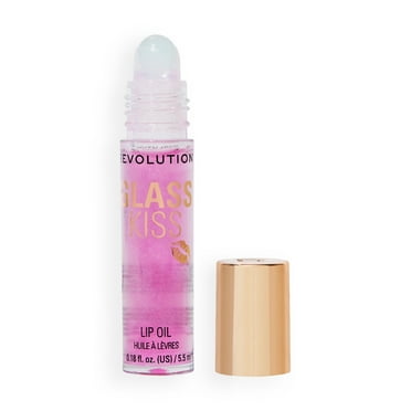 Revolution Glass Kiss Roller Ball Lip Oil, Shimmer Finish, Non-Stick, Enchanted