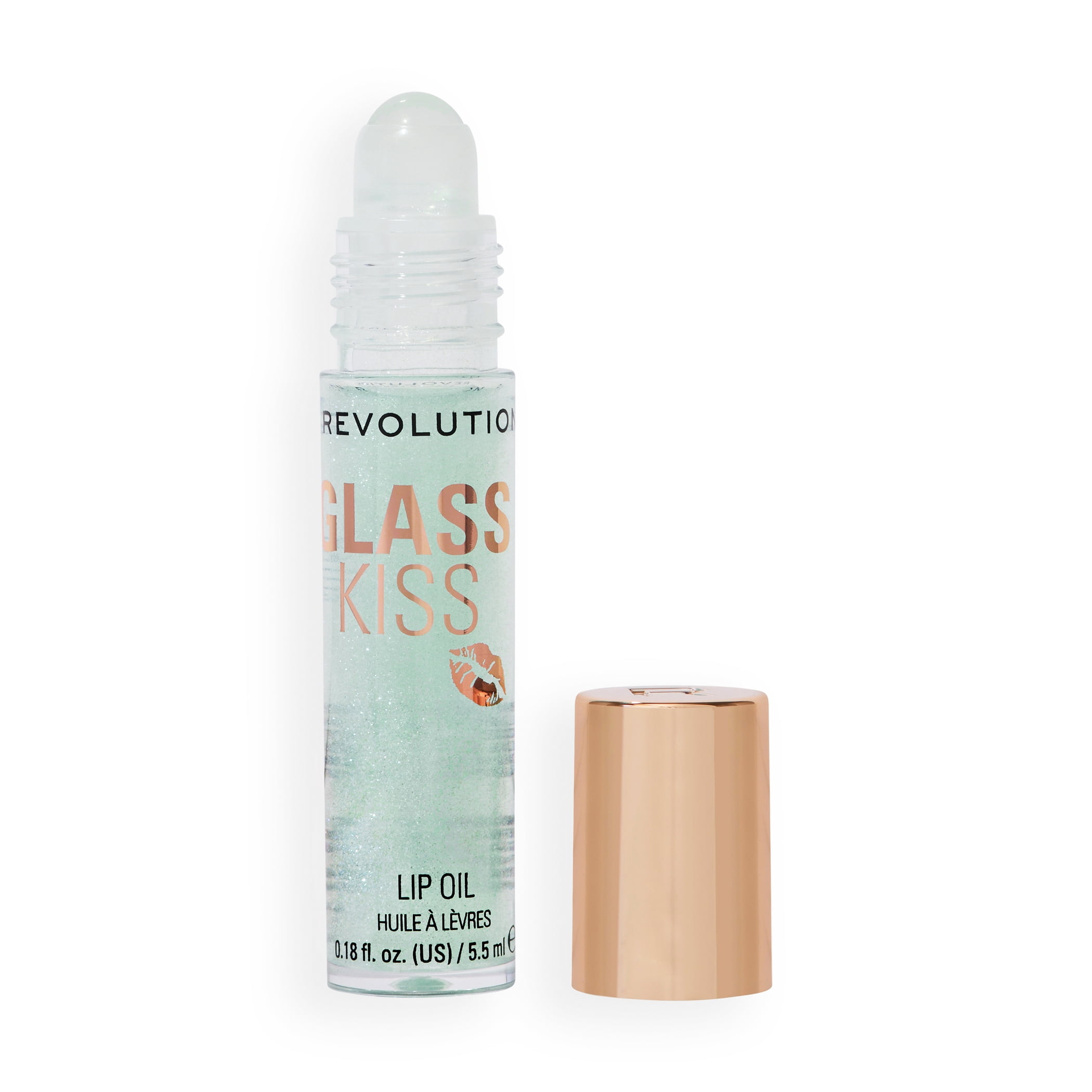 Revolution Glass Kiss Roller Ball Lip Oil, Shimmer Finish, Non-Stick, Pixiedust