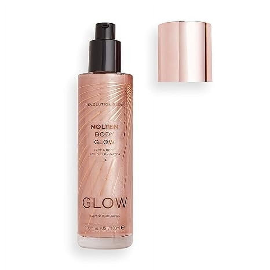 Revolution Glow Molten Body Liquid Illuminator-ROSE GOLD Face & Body Illuminator with a Coconut & Pineapple Fragrance 100ml