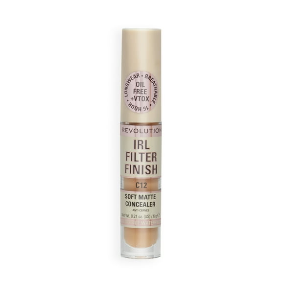 Revolution IRL Filter Finish Concealer Makeup, Full Coverage, Oil-Free, C12, 0.21 oz