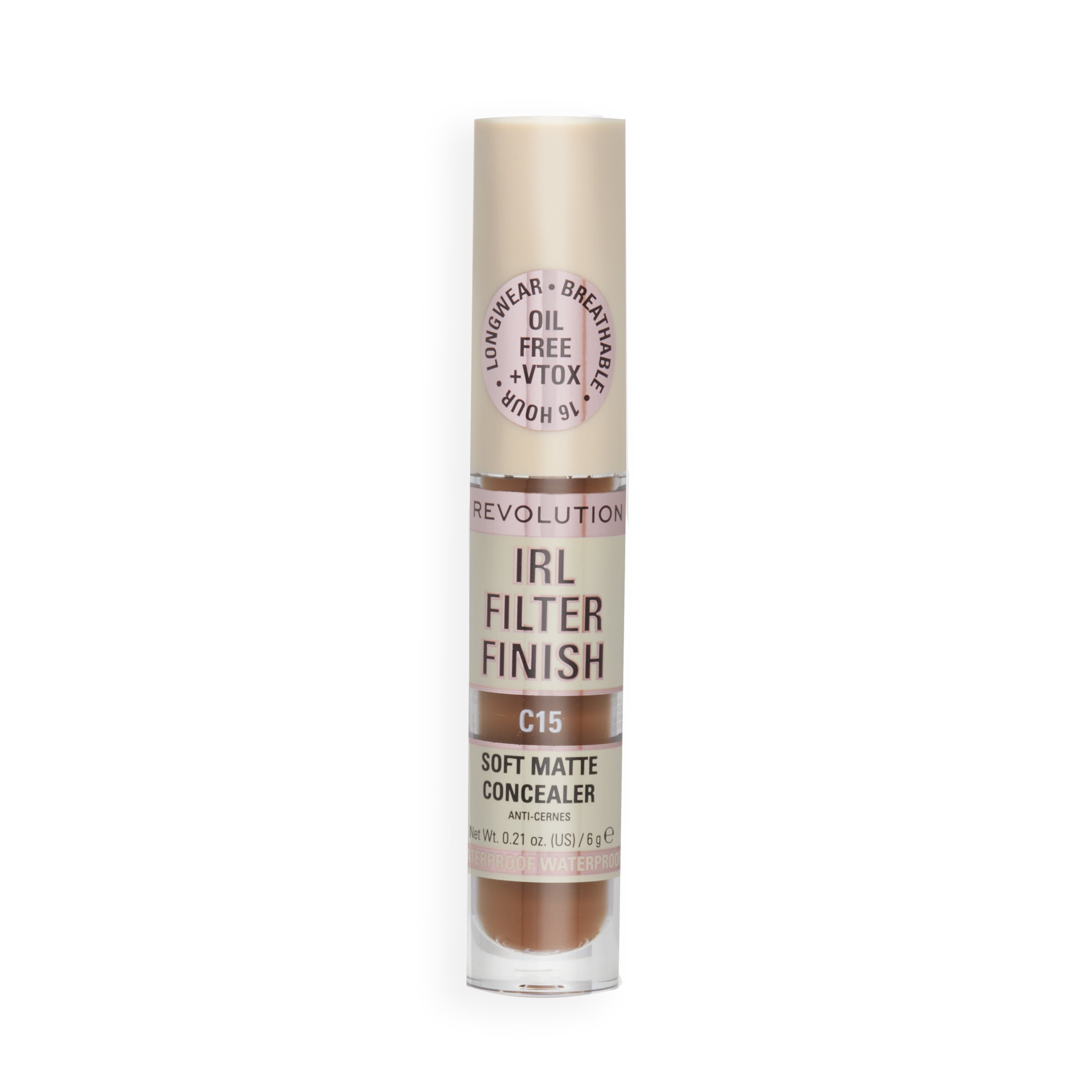 Revolution IRL Filter Finish Concealer Makeup, Full Coverage, Oil-Free, C15, 0.21 oz