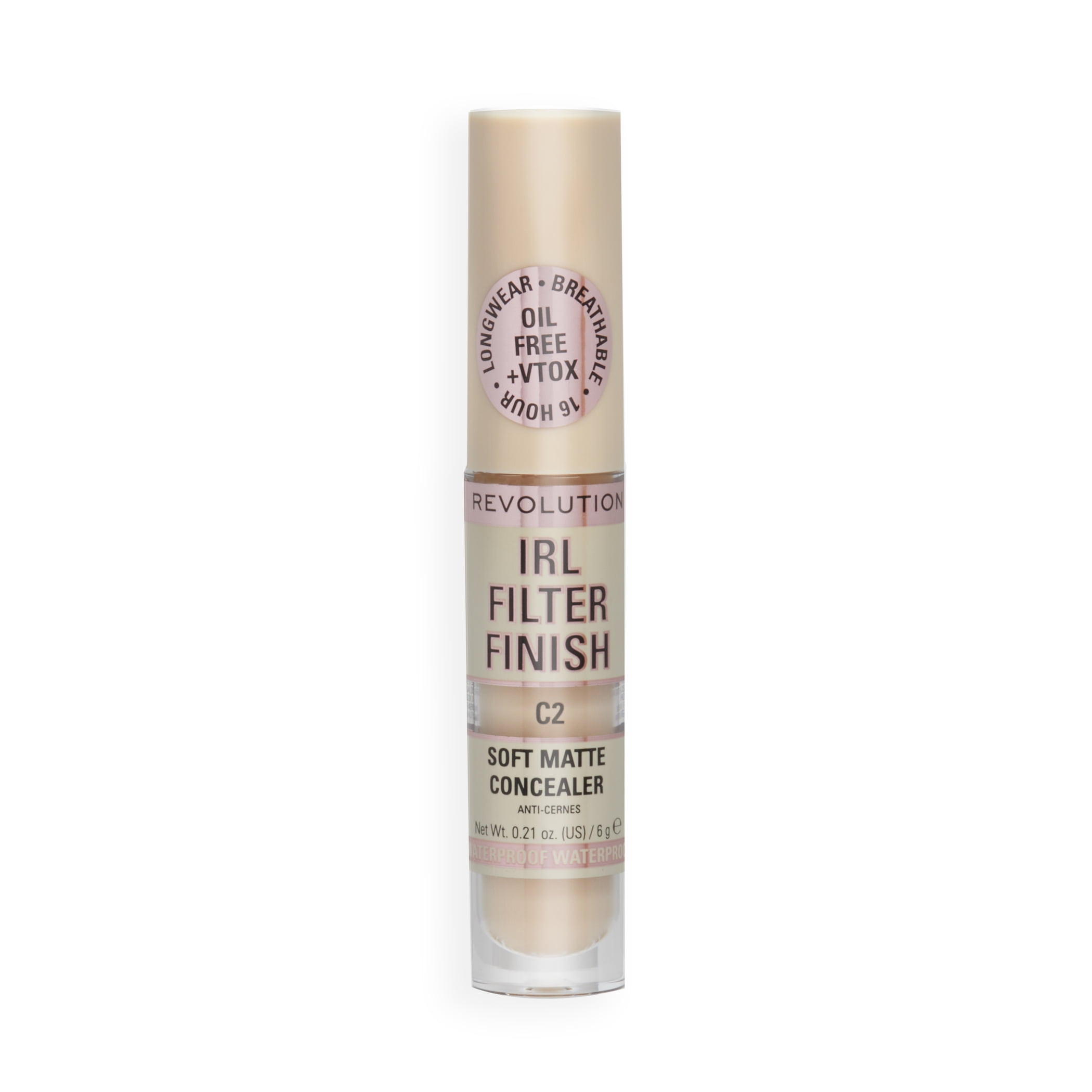 Revolution IRL Filter Finish Concealer Makeup, Full Coverage, Oil-Free, C2, 0.21 oz