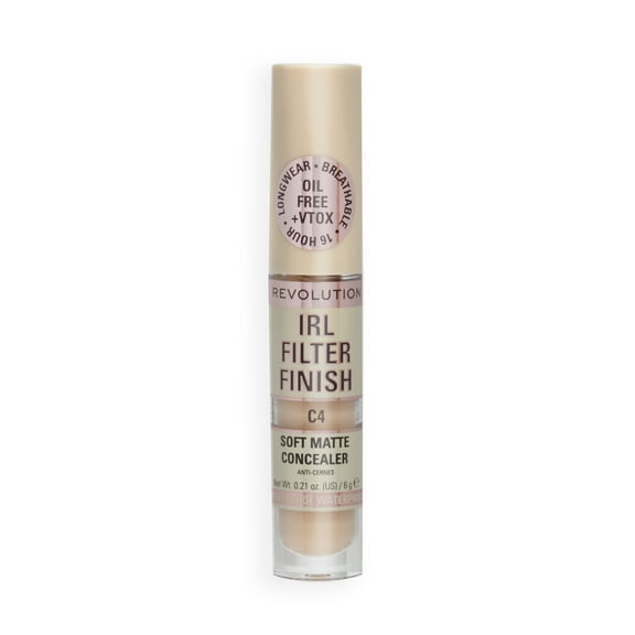 Revolution IRL Filter Finish Concealer Makeup, Full Coverage, Oil-Free, C4, 0.21 oz