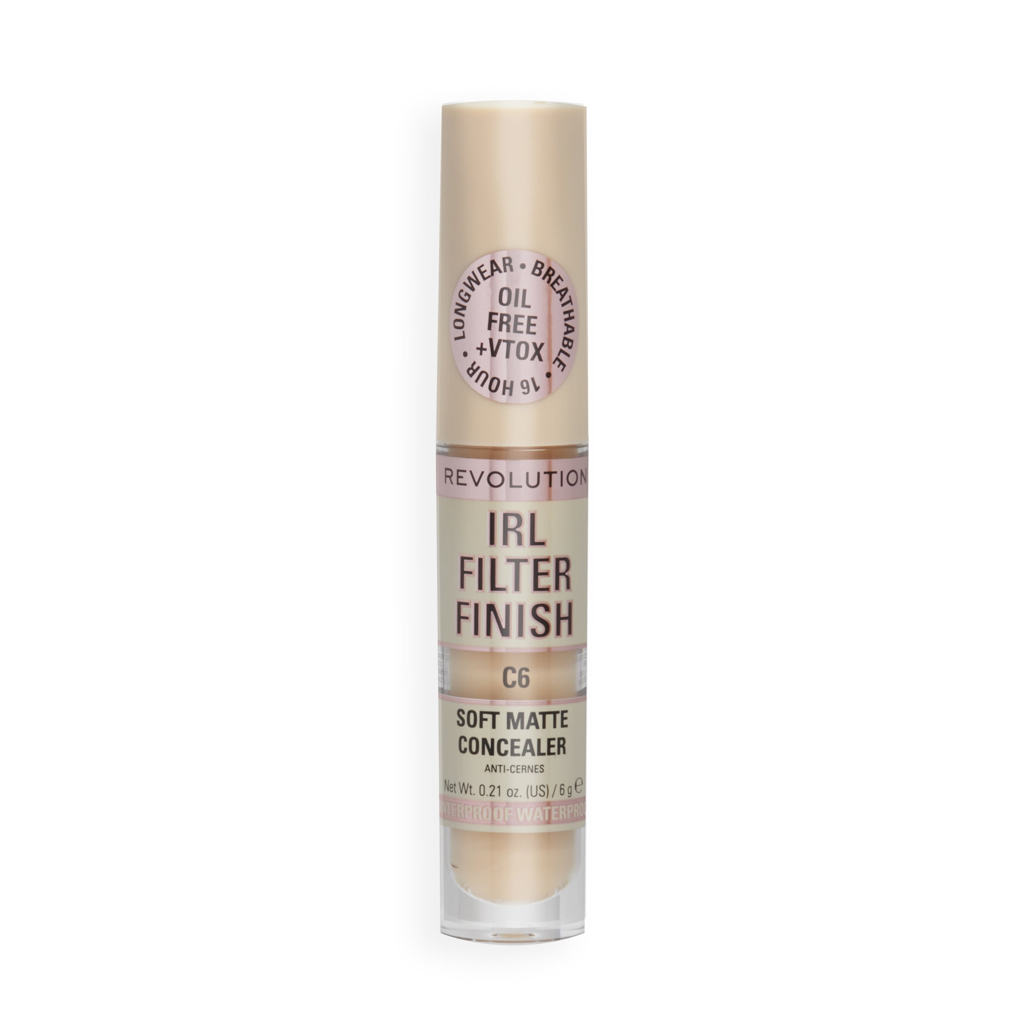 Revolution IRL Filter Finish Concealer Makeup, Full Coverage, Oil-Free, C6, 0.21 oz