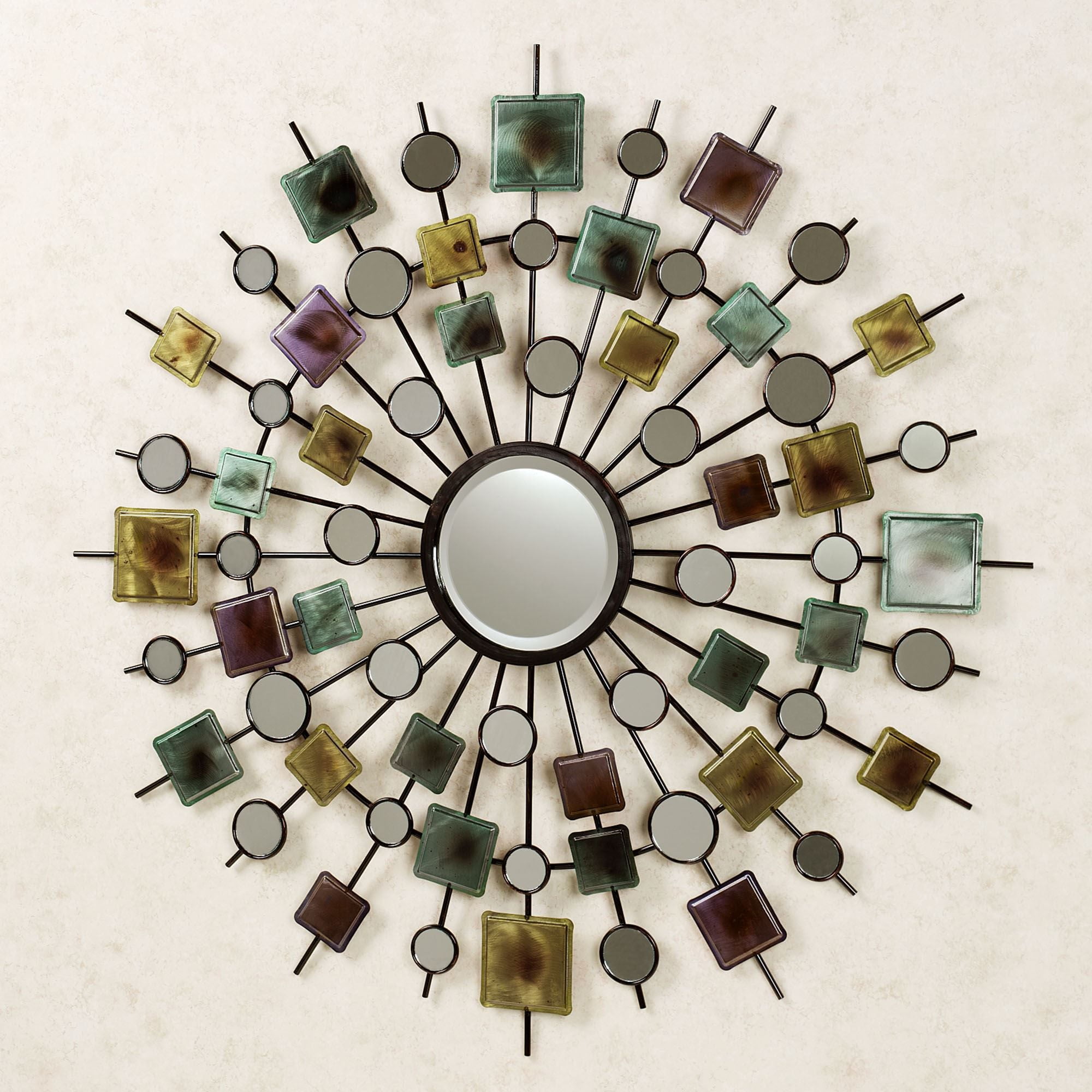 Revolution Mirrored Metal Wall Art Yellow And Green Colors