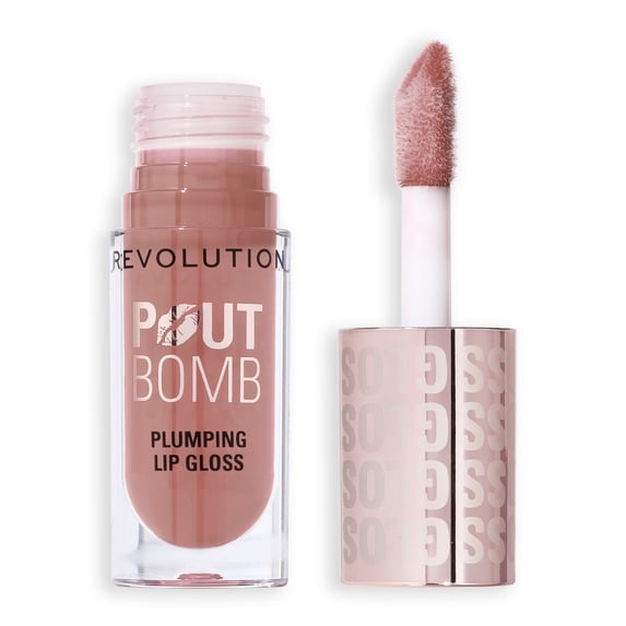 Revolution Pout Bomb Plumping High-Shine Lip Gloss with Vitamin E, Candy Pink