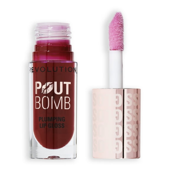 Revolution Pout Bomb Plumping High-Shine Lip Gloss with Vitamin E, Jelly Berry Mauve