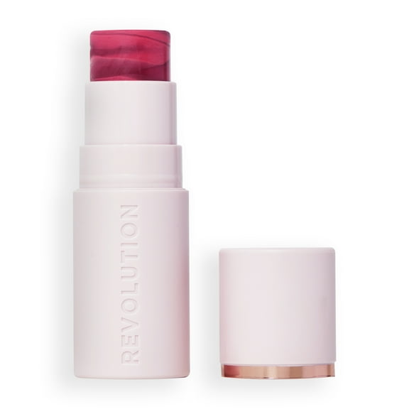 Revolution Skin Silk Marble Blush Stick, Natural Finish, Buildable, Berry Flush, 0.15 oz