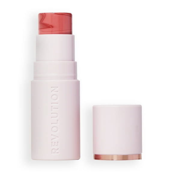 Revolution Skin Silk Marble Blush Stick, Natural Finish, Buildable, Rosy Cheeks, 0.15 oz