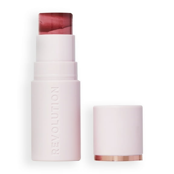 Revolution Skin Silk Marble Blush Stick, Natural Finish, Buildable, Sundown Spice, 0.15 oz