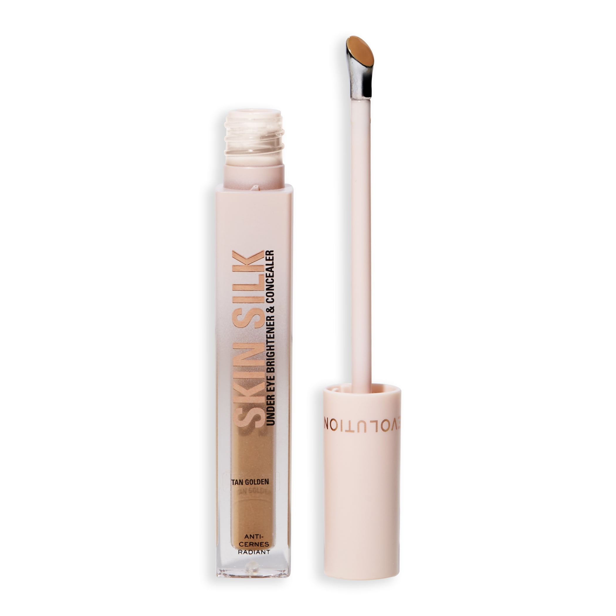 Revolution Skin Silk Radiant Serum Concealer, Buildable Coverage, Tan Golden, 0.13 oz