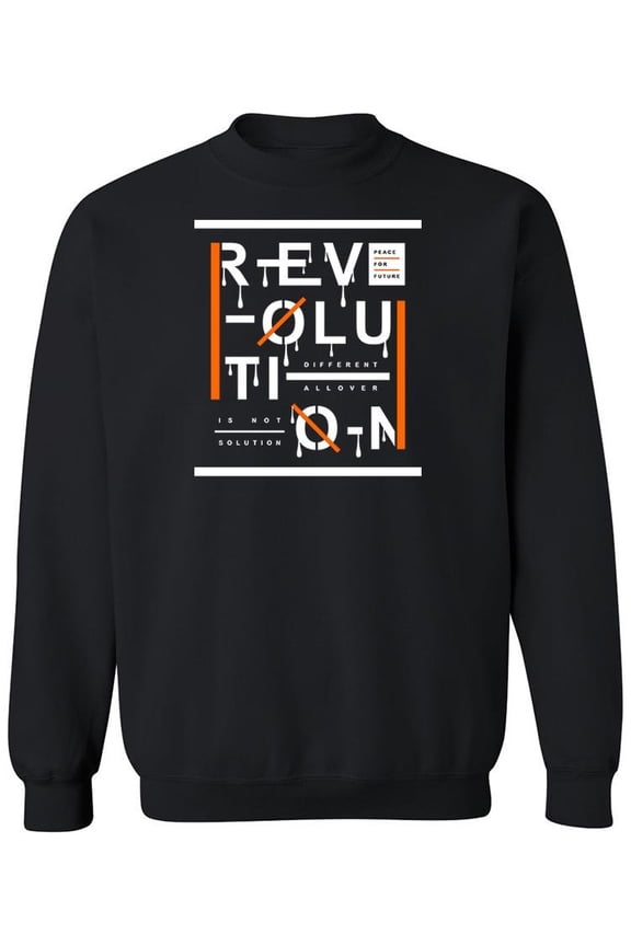 Revolution Slogan Design Sweatshirt Men -Image by Shutterstock, Male XX-Large