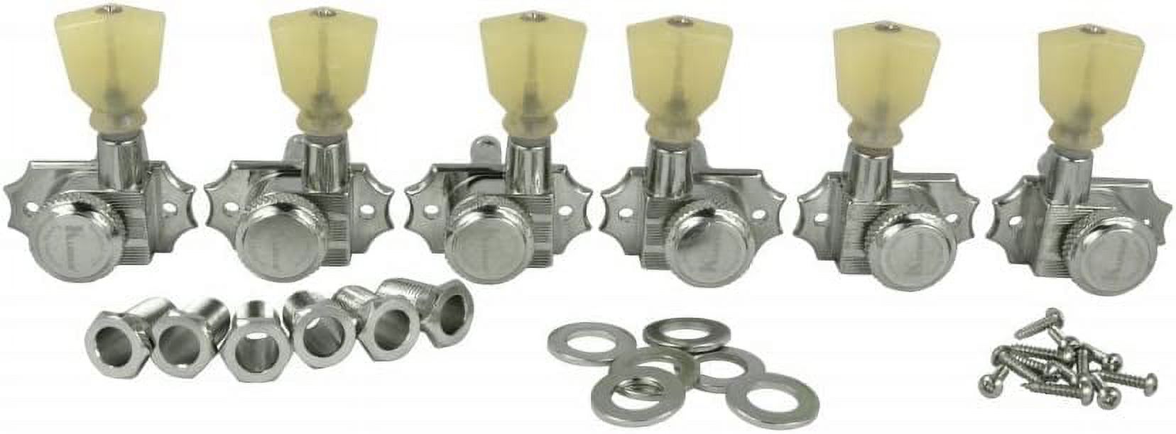 Revolution Tuners 3 Per Side Pearloid Button, Locking Chrome