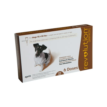 Revolution (Selamectin) Topical Solution for Dogs, 10.1-20 lbs, (Brown Box), Protection Against Parasites, Flea and Tick Prevention