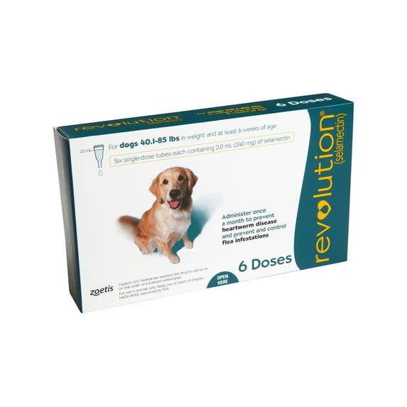 Revolution (Selamectin) Topical Solution for Dogs, 40.1-85 lbs, (Teal Box), Protection Against Parasites, Flea and Tick Prevention