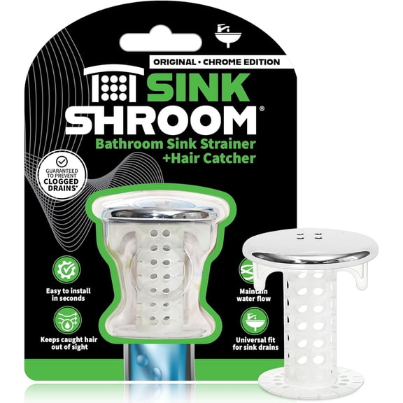 Revolutionary Bathroom Sink Drain Protector Hair Catcher, Strainer, Snare, Silicone , Brushed, Chrome Edition, 1" -1.4"