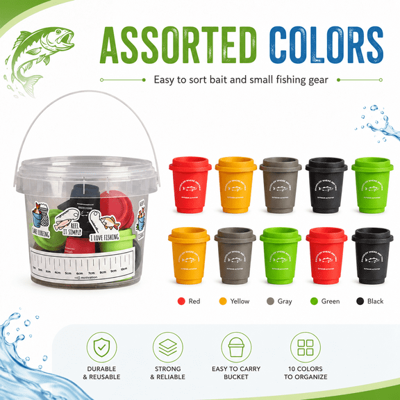 Revolutionary Cup-Packed Gluten-Bait, Stream Bait Cup, 10pcs Portable Multi-Use Outdoor Fishing Bait Containers, Camping & Creek Fishing Essential, Compact & Durable