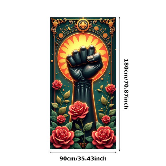 Revolutionary Design Empowerment Banner Floral Pattern Fist Symbol Art Nouveau Style for Social Justice Events Motivational Gatherings Wall Decor