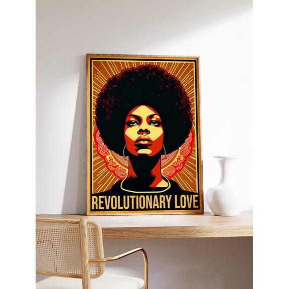 Revolutionary Love Black Art Power Equality Feminist Afro Female Print, Unframed Canvas 8x10in