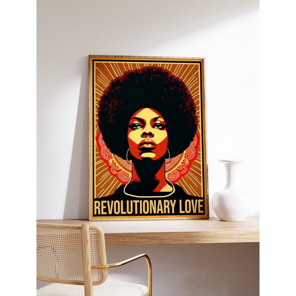 Revolutionary Love Poster, Black Art Print, Power and Equality, Feminist Poster, Diversity and Inclusion Print, Black Female, Afro Art