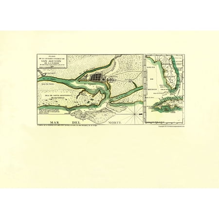 Revolutionary War Map Print - St Augustine Florida - Lopez 1783 - Vintage Wall Art price history and forecast - MAPS OF THE PAST