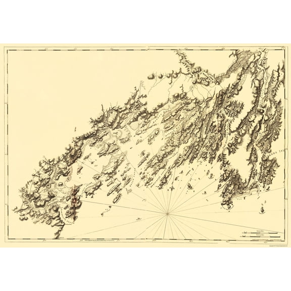 Revolutionary War Map - Salter Island Portland Head - Des Barres 1770 - Vintage Wall Art