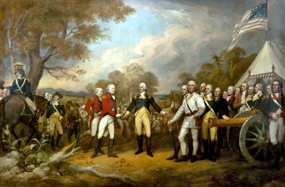 Revolutionary War Painting showing the surrender of British General John Burgoyne Canvas Art - John ParrotStocktrek Images (35 x 23)
