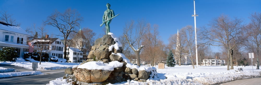 Revolutionary War memorial in winter Lexington Massachusetts Canvas Art - Panoramic Images (27 x 9)