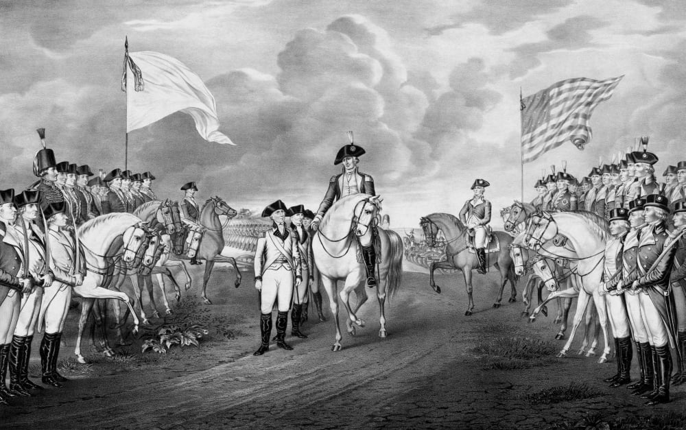 Revolutionary War print showing the surrender of British troops Canvas Art - John ParrotStocktrek Images (35 x 22)