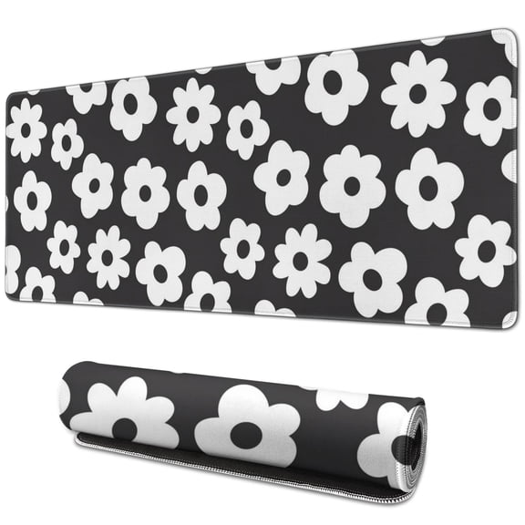 Revolutionize Your Gaming with Daisy Flower Vintage Desk Mat - Extra Large Gaming Mouse Pad, 31.5x11.8 inch, Non-Slip Rubber Base, Stitched Edges for Ultimate Control