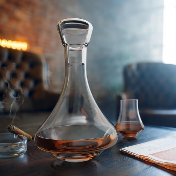 Revolve Spinning & Rotating Spirits Decanter - Swirling Motion, Anti-Tip Design, Lead-Free Crystal, Ideal for Gin, Rum, Whiskey & More, 750 ml (25 oz) (LFG6100)