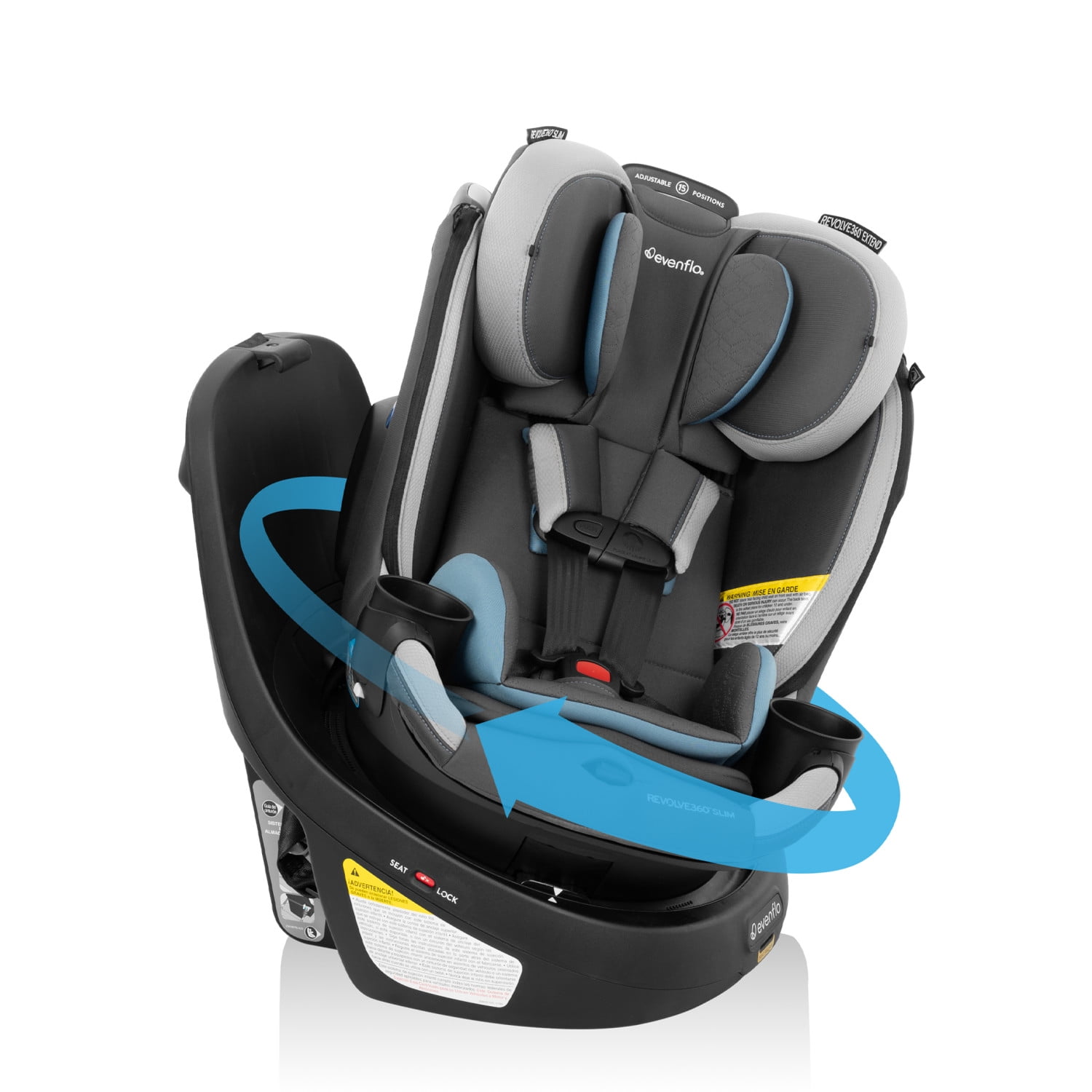 Walmart Coupons of Revolve360 Slim 2-in-1 Rotational Car Seat with Quick Clean Cover (Stow Blue)