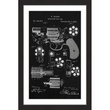 "Revolver 1881 Black Paper" Framed Painting Print