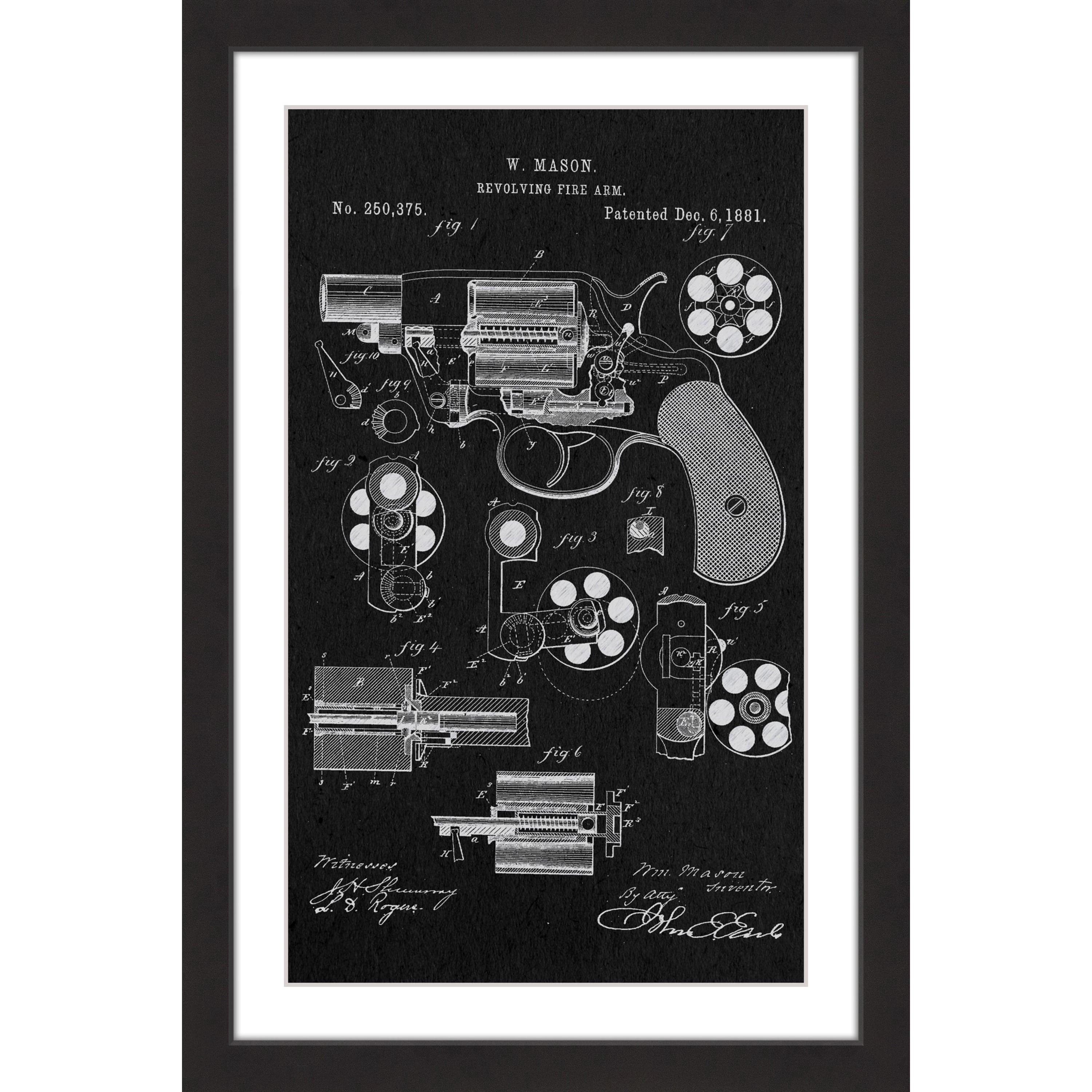 "Revolver 1881 Black Paper" Framed Painting Print