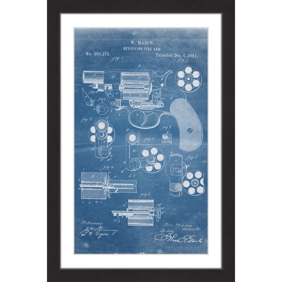 "Revolver 1881 Blueprint" Framed Painting Print