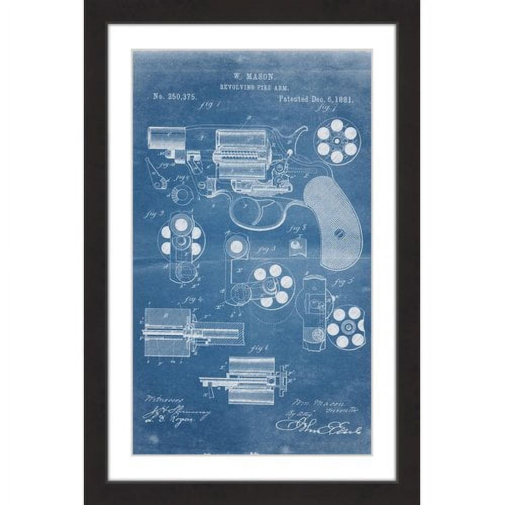 "Revolver 1881 Blueprint" Framed Painting Print