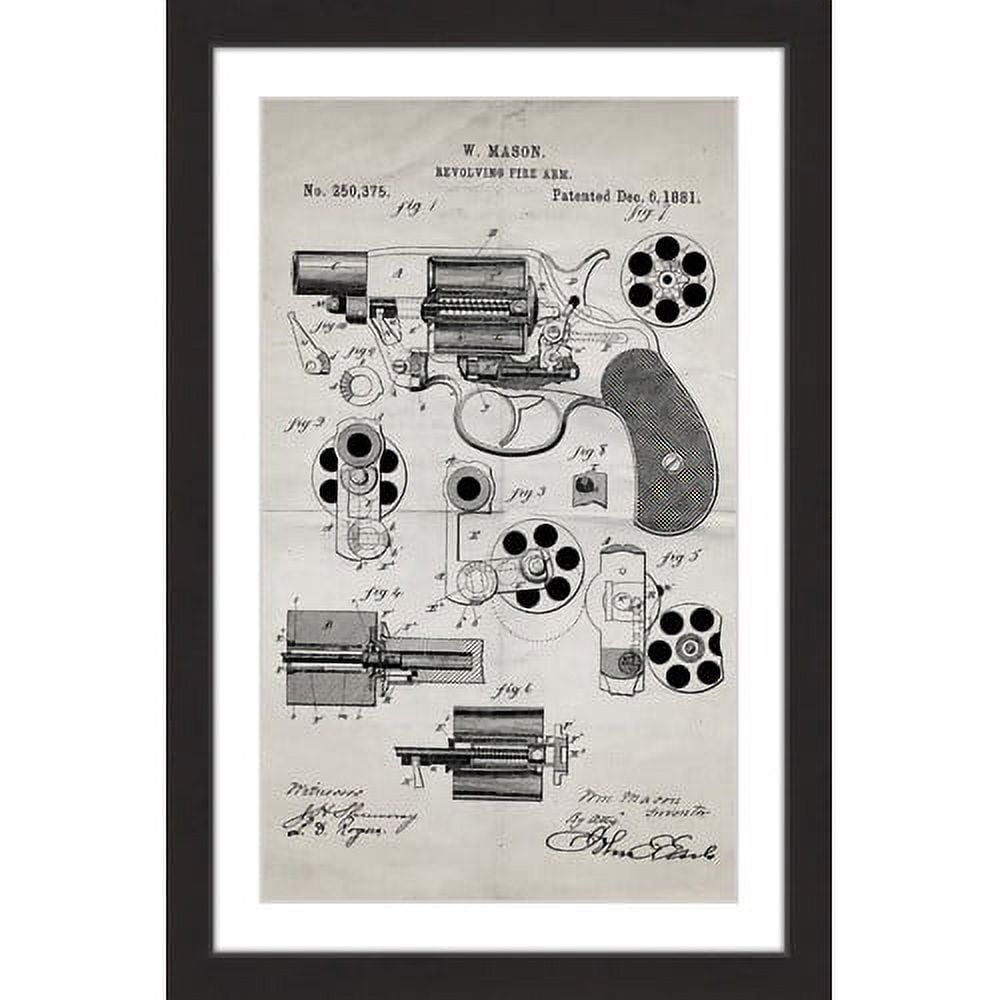 "Revolver 1881 Old Paper" Framed Painting Print