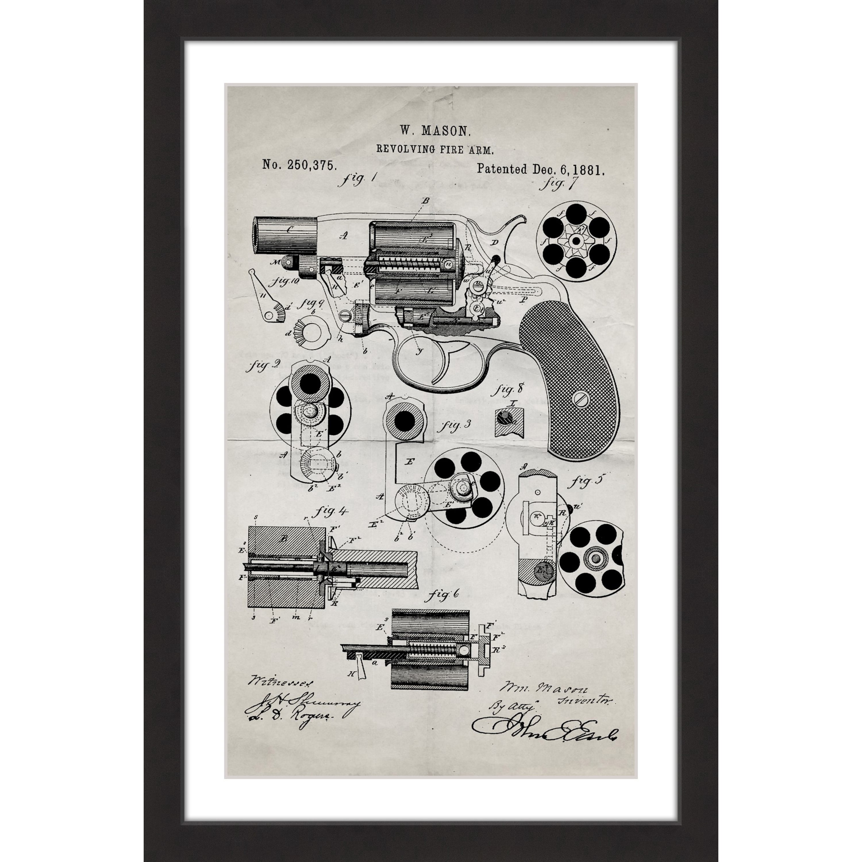 "Revolver 1881 Old Paper" Framed Painting Print