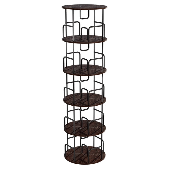 Revolving 5-Tier Bookcase 360 Spinning Vertical Storage Black