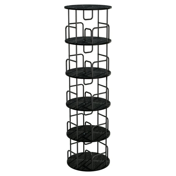 Revolving 5-Tier Bookcase 360 Spinning Vertical Storage Black