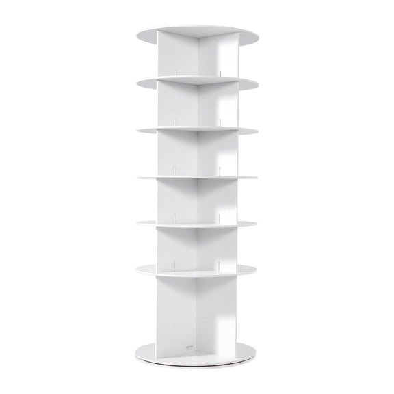 Revolving 6-Tier Shoe Carousel,360-Degree Spinning Shoe Organizer Tower for Entryway,Closet,Bedroom,Living Room,Freestanding Round Display Rack,White