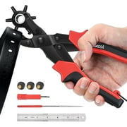 Revolving Punch Plier Kit, XOOL Leather Hole Punch Set for Belts, Watch Bands, Straps, Dog Collars, Saddles, Shoes, Fabric, DIY Home or Craft Projects, Heavy Duty Rotary Puncher, Multi Hole