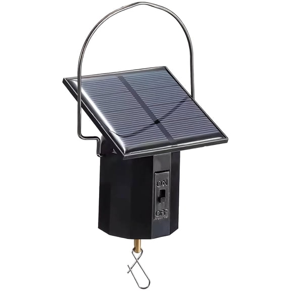 Revolving Solar Powered Wind Spinner Motor, 6.4 x 1.8 in / 16.2 x 4.5 cm, Large Load Capacity, Decorative Motor for Wind Chimes, Hanging Garden Spinners, One-Button Switch, Black