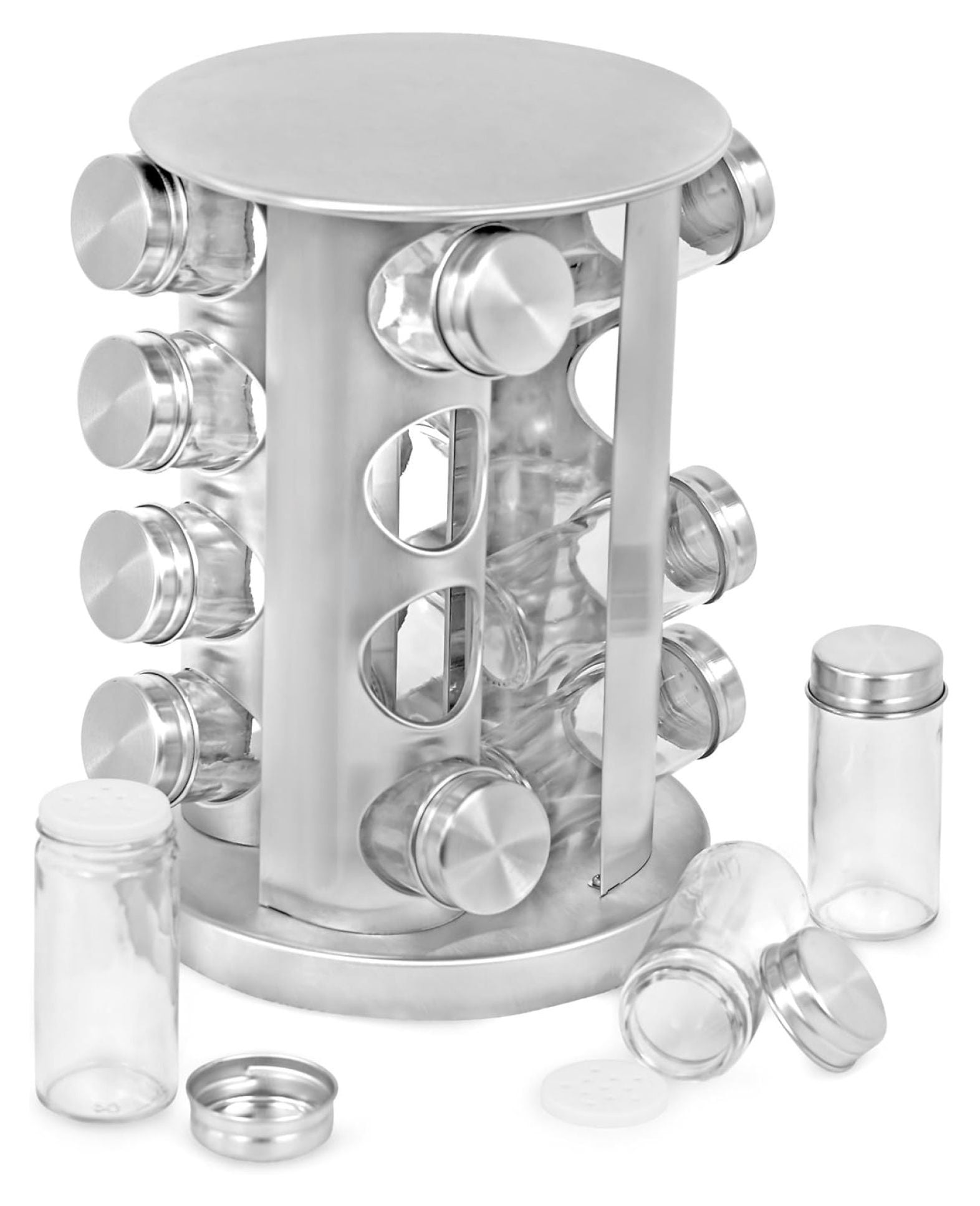 Revolving Spice Rack - Seasoning Storage with 16 Jars - Modern ...
