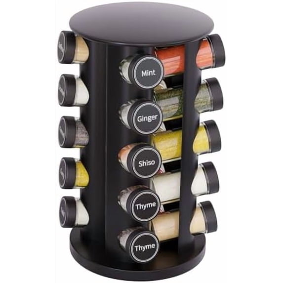 Revolving Spice Rack Set with 20 Spice Jars, Kitchen Spice Tower ...