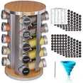 thumbnail image 1 of Revolving Spice Rack Set with 20 Spice Jars, Kitchen Spice Tower Organizer for Countertop or Cabinet -- Carousel Storage Includes 386 Spice Labels -- Desktop Rotating Seasoning Organizer, 1 of 5