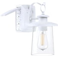 thumbnail image 1 of Revtronic Outdoor Porch Light w/ GFCI Outlet, Matte White Wall Mount Lantern for House Patio Garage, 1 of 7